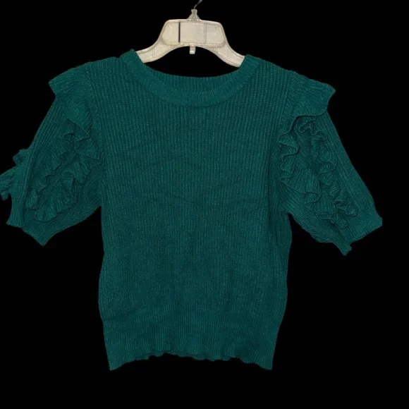 Teal Ruffle Sleeve Blouse - Picture 2 of 4